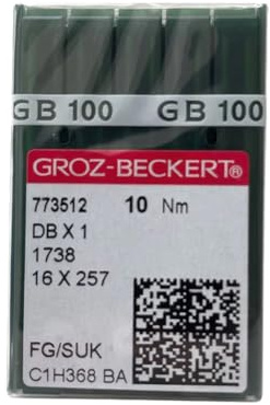 Groz-Beckert Groz Beckert FG/SUK DBX1 1738 16 x 257 Nähmaschinennadeln, kompatibel mit Juki DDL, Brother DB2 (11 (75))