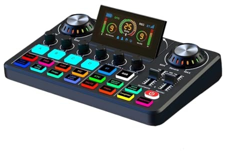 Controladora DJ, Mezclador de, tarjeta de sonido en con efectos de DJ y cambiador de voz, placa de sonido con RGB, equipo de grabación de música