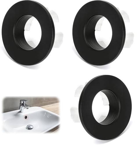 VOSSOT 3 piezas de cobre negro mate para lavabo, desagüe para lavabo, orificio de repuesto, redondo, adecuado para fregaderos de cocina o baño, color negro
