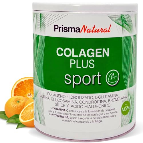 Colagen Plus Sport 300g – Complemento Alimenticio para Adultos y Deportistas – Colágeno, Vitaminas, Proteínas y Aminoácidos – Apoyo a la Energía y al Bienestar Diario – Sabor Naranja – Prisma Natural