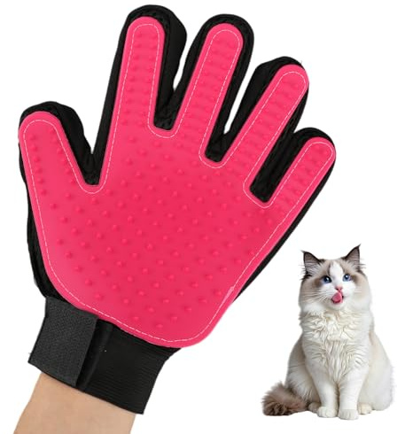Piaeny 2 PCS Pet Hair Removal Glove, Cat Grooming Glove for Gentle Detangling and Coat Care, Pink Pair with Soft Pins for Bathing and Everyday Brushing, Suitable for Cats Dogs Rabbits and Small Pets