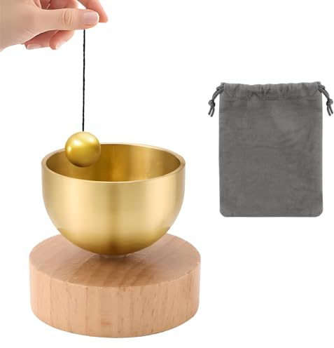 Tibetische Klangschale Klein Mini Klangschale Groß Klangschalen Set Messing Singing Bowl Ø 4.4cm Klangschalen Kaufen Yoga Meditation Entspannung mit Klopfkugel Massivholzsockel Aufbewahrungsbeutel