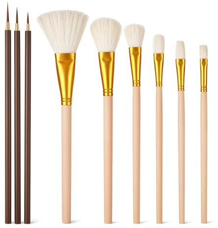 9 Pcs Pottery Glaze Brushes, Mop Paint Brush for Acrylic Painting | Ceramic Brush Set, Blending Mop Brushes for Oil Pottery Art Painting