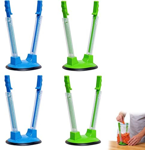 Estante de Bolsas de Alimentos Ajustable (4 Piezas) – Soporte Antideslizante para Bolsas de Plástico, Organizador de Cocina para Alimentos Congelados, Azul y Verde