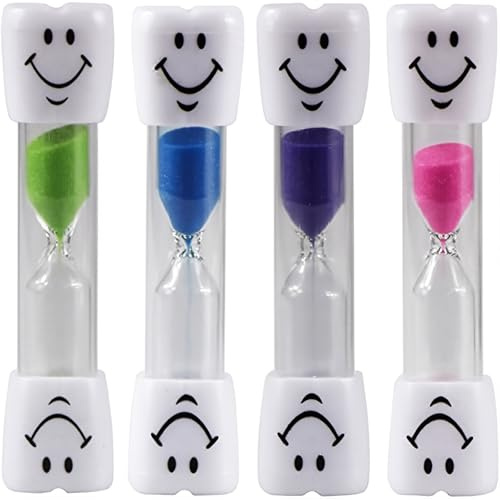 URYVAIW Reloj de Arena 3 Minutos, Juego de 4 Relojes de Arena Smiley, Azul Morado Rosa Verde, Timer para Niños, Cepillado de Dientes, Juegos, Timer de Cocina