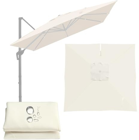 Sombrilla Terraza Exterior 2.5x2.5 3x3M 4x3m Toldo Tela De Repuesto, Grandes Cuadrado/Rectangular Parasol Canopy, Cubierta De Recambio Para Paraguas Voladizas, UV50+ Impermeable(Offwhite,3X3m)