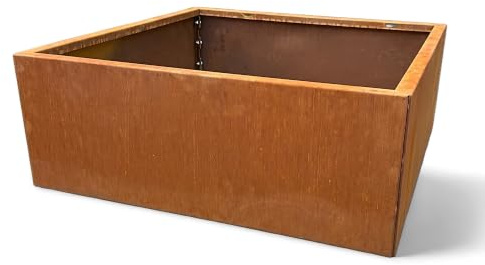 Czaja Cortenstahl Pflanzkübel 80x80x30 cm Fiorella – ohne Bodenplatte Rost Deko Blumenkübel quadratisch – wetterfest & langlebig – Garten Terrasse – Edelrost Pflanzgefäß