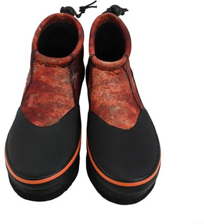 Vasiumic Bottes de pêche pour homme et femme, chaussures de pêche en néoprène de 3 mm avec clous en acier, bottes de pataugeoire antidérapantes en feutre pour randonnée, camping, orange