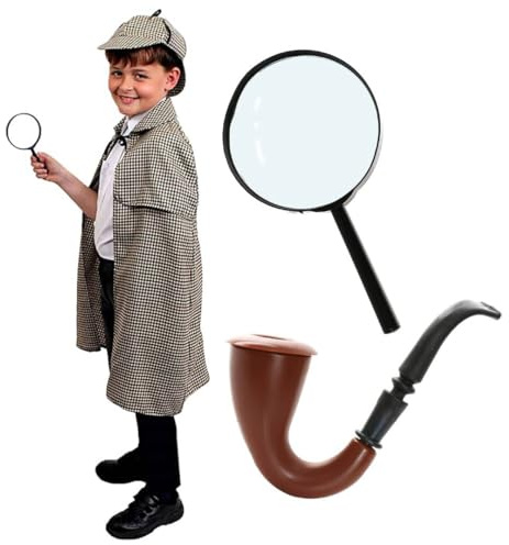 I LOVE FANCY DRESS LTD Costume Deluxe Sherlock Holmes con Cappello - Perfetto per LA Settimana del Libro O Costumi di Halloween (Cappello + Cappa + Pipa + Lente d'Ingrandimento - X-Grande)