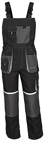 ART.MAS Bib and Brace Dungaree Mens Multi-Pocket Cargo Heavy Duty Work Overalls, Triple Stitched Cordura Reinforcing Stress Points Knee Pad Pockets, Hi Vis (40/42 Inch - 58 EU, NO Knee pad) Grey
