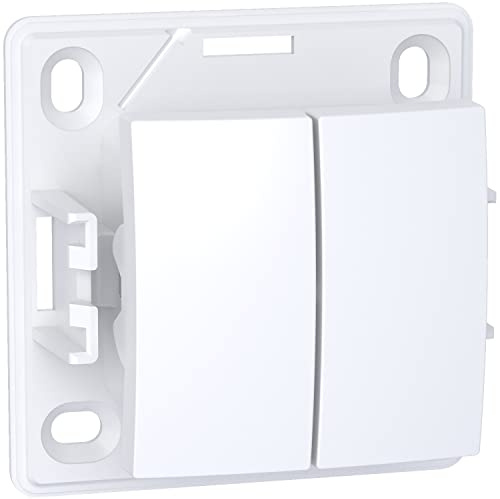 Schneider Electric Lichtschalterabdeckung Weiß Aluminium 2 Ausbrüche H. 62mm