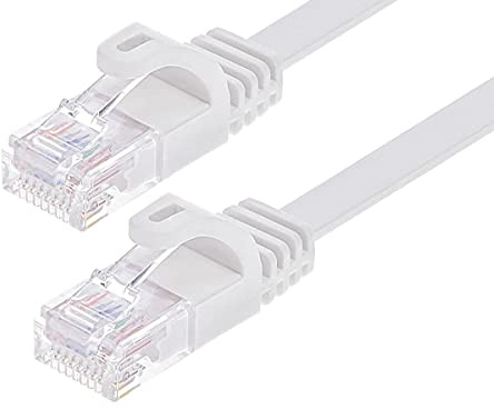 Monoprice Cat6 Ethernet Patch Cable - 0.5 Feet - White | Snagless RJ45, Flat, 550MHz, UTP, Pure Bare Copper Wire, 30AWG, for Network Internet Modem Router Xbox PS3 Cord - Flexboot Series