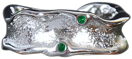 NicoWerk Damen Silberring Rustikal aus 925 Sterling Silber Asymmetrisch mit Stein Grün Unregelmäßig Glänzend Verstellbar Offen SRI742