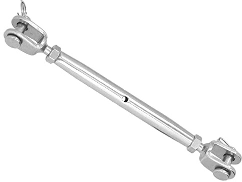 Closed Body Turnbuckles Jaws, Corrosion Resistance 304 Stainless Steel Rust Resistance Weather Resistant Jaw and Eye Turnbuckle for Sailing(M6)