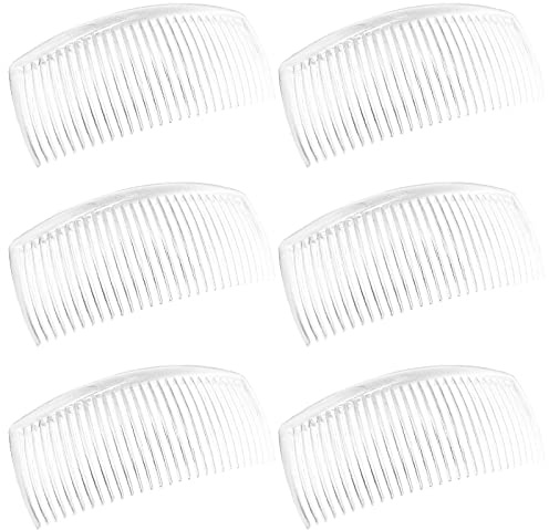 SourceTon Haarkamm mit 29 Zähnen, Kunststoff, Haarkamm für feines Haar, Accessoire für Damen, transparent, 6 Packungen
