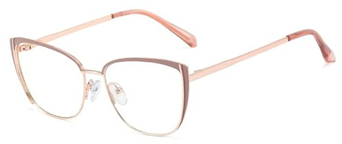kachawoo Blaulichtblockierende Brille Retro Frauen Metall Brillengestell Katzenauge Anti Blaulicht Computerbrille