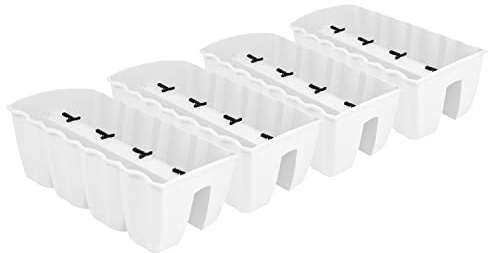PAFEN 4X Blumenkasten Hängetopf - 58,5 x 28,5 x 20,5cm -Blumentopf Pflanztopf Balkontopf Geländertopf Geländerkasten, Weiß
