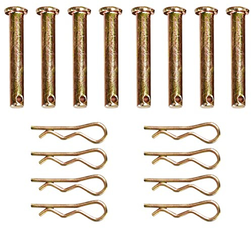 Lasenersm 8mm x 45mm Carbon Steel Clevis Pin with R-Shaped Spring Cotter Pin, 8 Pieces, Zinc Plated