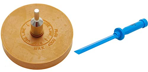 BGS 3999 | Folienradierer | Ø 90 mm | inkl. Adapter | für Bohrmaschinen, Geradschleifer & 367 | Kunststoffschaber | 19 mm | Klebegewicht-Entferner | Schaber zur Entfernung von Klebeelementen