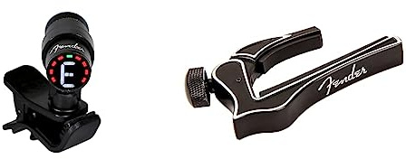 Fender© Bullet Tuner, black & Dragon Guitar Capo – Handlich & geeignet für jeden Spieler – Schwarz