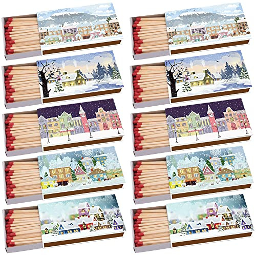 Kaminhölzer Winter Village Kaminstreichholz Zigarrenhölzer Pfeifenhölzer 100mm Streichhölzer Kaminanzünder Zündhölzer Zigarre Pfeife Kamin Grill Kerze Lange Brenndauer (10 Packungen)