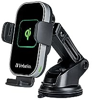 Verbatim Qi Fast Wireless Car Charger FWC-02, Handyhalterung mit Ladefunktion fürs Auto, induktive Handy Ladestation, Fluoreszierendes KFZ Ladegerät für iPhone und Android