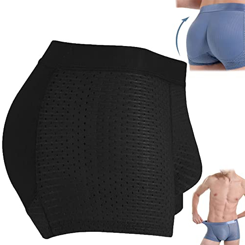 Men Hip Bottock Lifter Enhancer Briefs, Breathable Mesh Padded Butt Booster Briefs (Medium,Black)