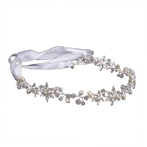 minkissy Blumen-haarband Aus Perlen Und Kristallen Handgefertigtes Hochzeits-stirnband Mit Weicher Kette Silber Elegantes Accessoire Für Braut Und Besondere Anlässe