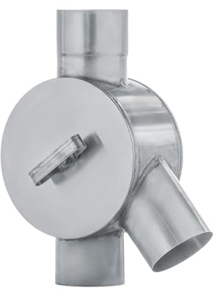 zbs24 Zink Wasserverteiler mit Drehgriff 100mm Regenwasserverteiler aus Titan-Zink für Fallrohre Wasserweiche, Einfach von rechts auf links umbaubar
