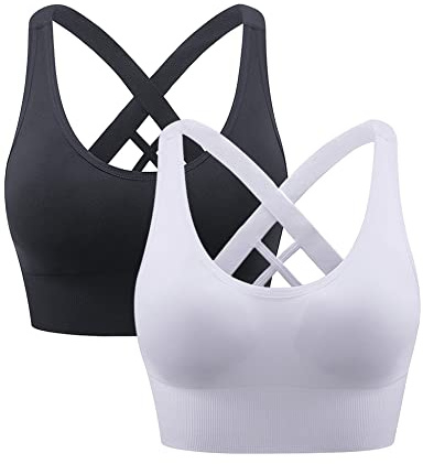 Heersan Damen Sport BH Starker Halt, Push-up Yoga BHS, ohne Bügel Sport Bra | Nahtloser Sport-Büstenhalter, Crossback Design, Abnehmbare Polster, Sport-BHs Ideal für Laufen, Joggen, Fitness