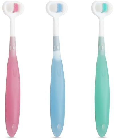 Trueocity Extra mjuk barntandborste med 10 000 borst, babytandborste 3-sida, spädbarn första tandborste, barntandborstar, tandskrapa barn tandborste för 1 2 3 år (3-pack)