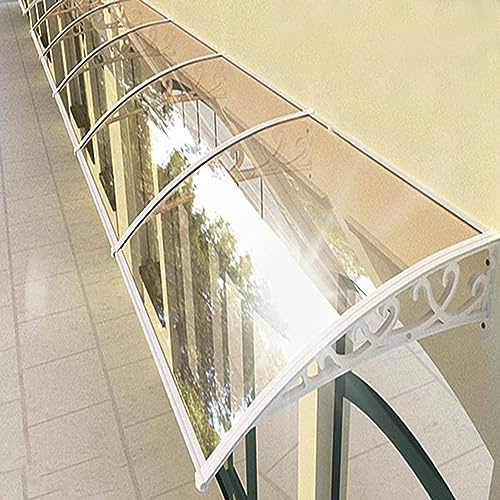 Pensiline per Esterno Porta Tettoia Esterno Policarbonato Trasparente,Pensilina Tettoia per Porta Balcone,Tettoia Trasparente per Grondaie,con Staffa Bianca,per Finestre (100X170cm/39inX67in,100cm)
