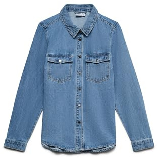 Vero Moda Camicetta Donna 10313726, Media Blu Denim, XS