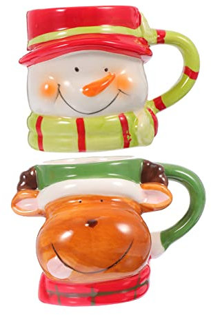 UTHCLO 2stücke Weihnachtsbecher Aus Keramik Kreative Tasse Für Milch Kaffee Und Getränke Dekorative Wassertasse Für Hause Geschenk