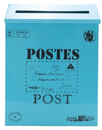 FURREN Postbriefkasten, Antiker Metallbriefkasten, Rostbeständiger Briefhalter für Den Außenbereich, Blau