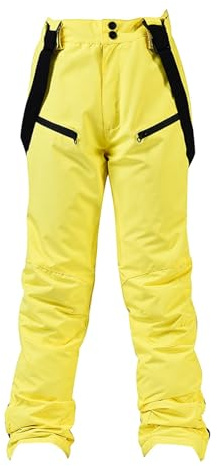 IQYU Pantaloni da sci da donna con bretelle, per attività all'aria aperta, invernali, da trekking, impermeabili, traspiranti, antivento, caldi, da trekking, da caccia, da donna, ZZ giallo, L