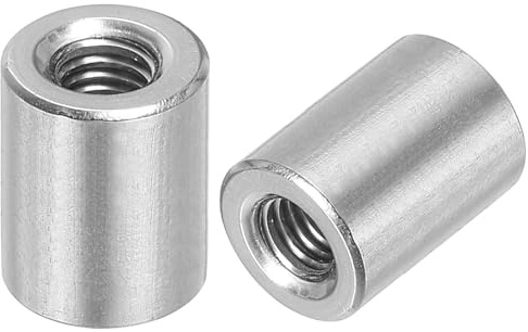 sourcing map M6 runde Verbindungsmuttern, 304 Edelstahl, Kupplungsmutter, 15 mm Länge, Hülsenstange, Bolzenmutter für Halterung, M6 x 15 x 10 mm, 10 Stück