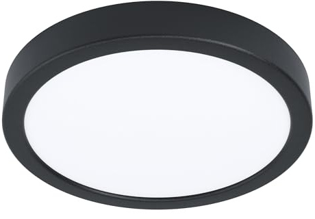 EGLO LED Deckenleuchte Fueva 5, Ø 21 cm runde | Deckenlampe mit Bewegungsmelder, Aufbaulampe aus Metall in Schwarz und Kunststoff in Weiß, Deckenbeleuchtung warmweiß
