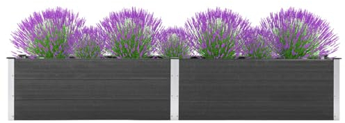 LAPOOH Garten-Hochbeet, Palettenrahmen, Hochteich, Gemüsebeet, Kräuterregal Balkon, Blumenbeet, Kräuterspirale, Tomatenbeet, Pflanzhochbeet, 200x50x54 cm WPC Grau