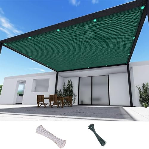 Telo Ombreggiante Rettangolare 6 x 10 m Antistrappo Ombreggiatura 90% Rettangolare Parasole Tenda Parasole Quadrata con Fune e Occhiellato per Serra/Balcone/Cortile/Tetto, Verde