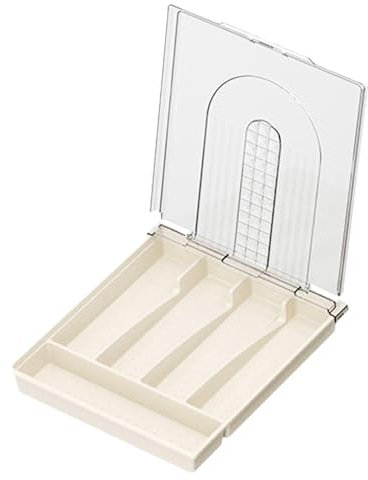 Almacenamiento de cubiertos,Almacenamiento de cubiertos - Organizador de cubiertos con tapa - Caja de almacenamiento para cubiertos con 5 compartimentos, soporte para cubiertos con tapa para organizar