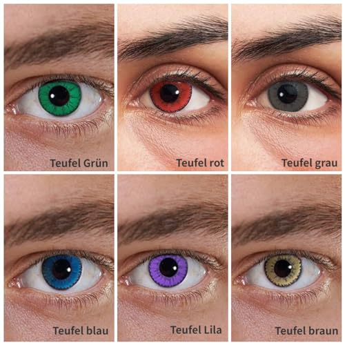 Farbige Kontaktlinsen Ohne Stärke mit Gratis Kontaktlinsenbehälter - Stark Deckend und Intensive Farben - Drogon Cosplay Lenses für Halloween Fasching (Grün)