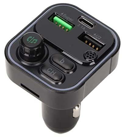 Adaptateur de Voiture, Transmetteur FM, Lecteur MP3 sans Fil avec Double Chargeur de Voiture, Adaptateur Radio, Transmetteur FM pour Voiture Camion (C16 Noir)