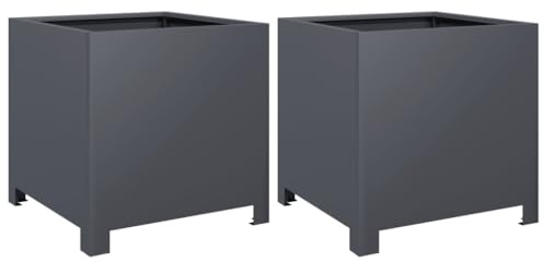 vidaXL Pflanzkübel 2 STK. Anthrazit 40x40x40 Stahl