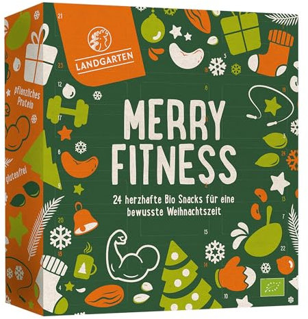 UMBRELLA® Bio Adventskalender 2025 Merry Fitness – 24 gesunde Snacküberraschungen | Nüsse, Saaten & Protein-Snacks | Vegan, ballaststoffreich & bewusst genießen
