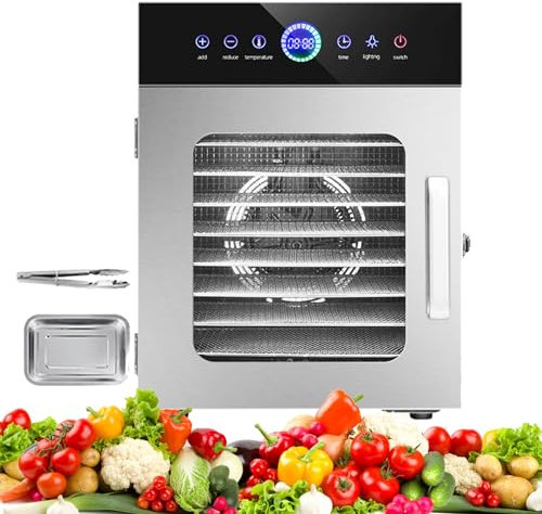 8/12/20 capas de deshidratador de alimentos de frutas profesional, deshidratador eléctrico, fruta de acero inoxidable, vegetales, carne de mascotas, secador de aire, control de temperatura 30-90 ° C