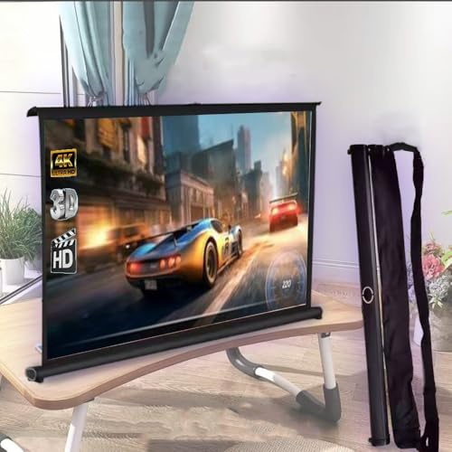 QSPNVFB Écran De Projection De Table Mobile, Portable Rideau De Projecteur Au Sol, Écran De Projecteur Vidéo Rétractable Autoportant pour Bureaux Camping(30inch-4:3)