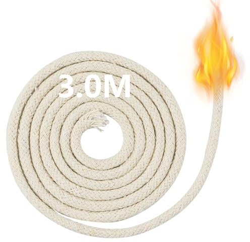3 metri per lampade a olio, 4 mm Candle Wick, stoppini in cotone intrecciato, stoppino leggero per candele per lampade a olio e candele fai da te, 100 cm x 2