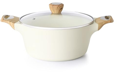 SENSARTE Marmite en céramique antiadhésive avec couvercle, 2,6/4,5/6,6/8,5/11 l, casserole à soupe non toxique, saine pour pâtes, grande casserole de cuisson, compatible induction, sans PFOA, PFAS et