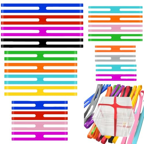 20 Stück Silikon Gummibänder,Verpackung Gummibänder Breit,5 Größen Haushaltsgummis Bunte Silikon-Gummiringe für Verpackung Spardosen Karten Bastelarbeiten Heimbüro Schulbedarf